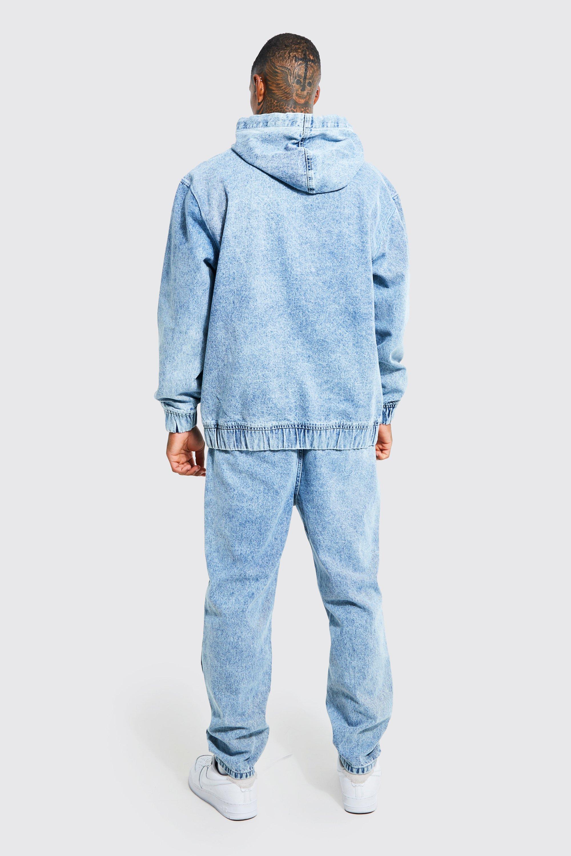 Relaxed Tapered Denim Jogger boohoo DK